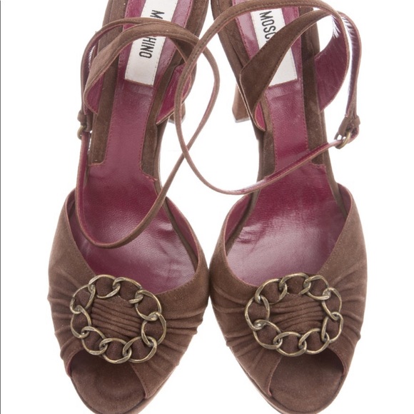 Moschino Suede Peep-toe Slingbacks - Picture 4 of 6